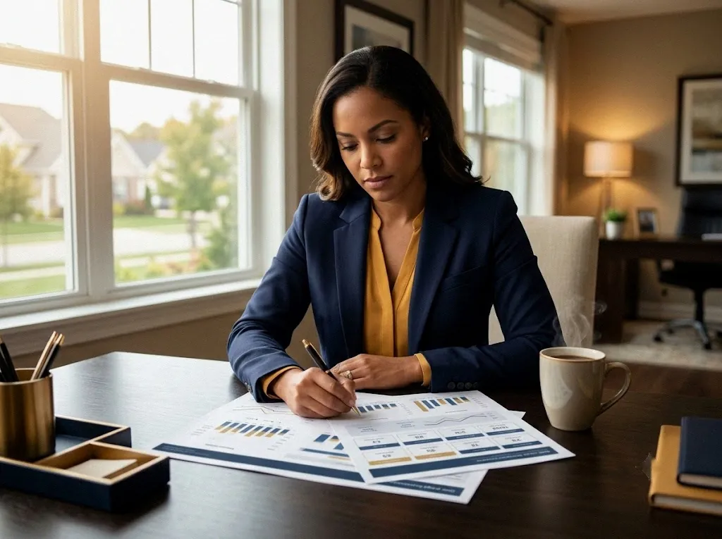 Agent working out her cost per closing by hand